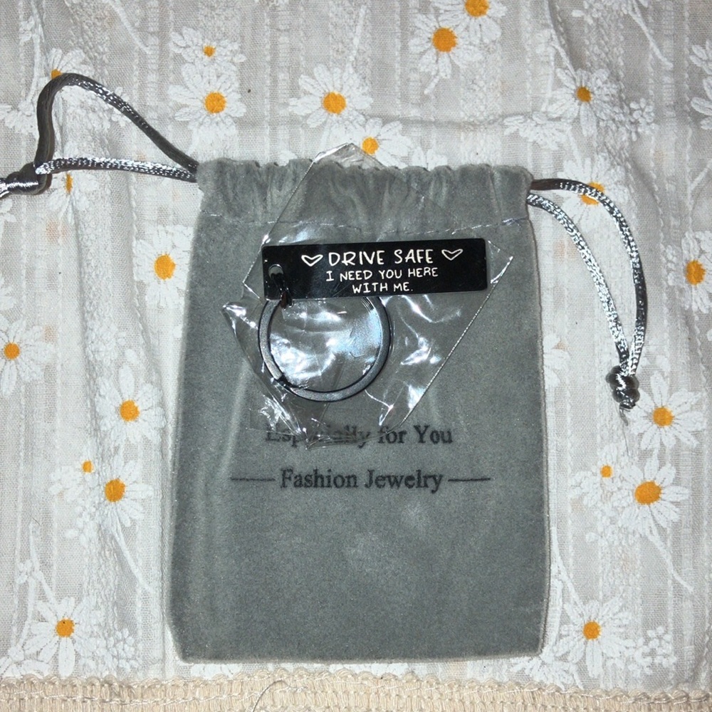 “Drive safe I need you here with me me” <3 black metal keychain